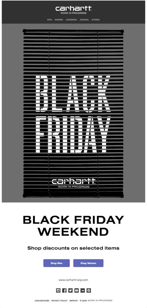 Black Friday email example from Carhartt Black Friday email example from Carhartt