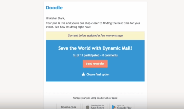 Shows how Doodle uses AMP forms in their emails Shows how Doodle uses AMP forms in their emails