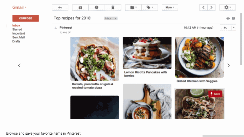 Pinterest uses AMP emails to lets users add pins to their boards right from within their inbox Pinterest uses AMP emails to lets users add pins to their boards right from within their inbox