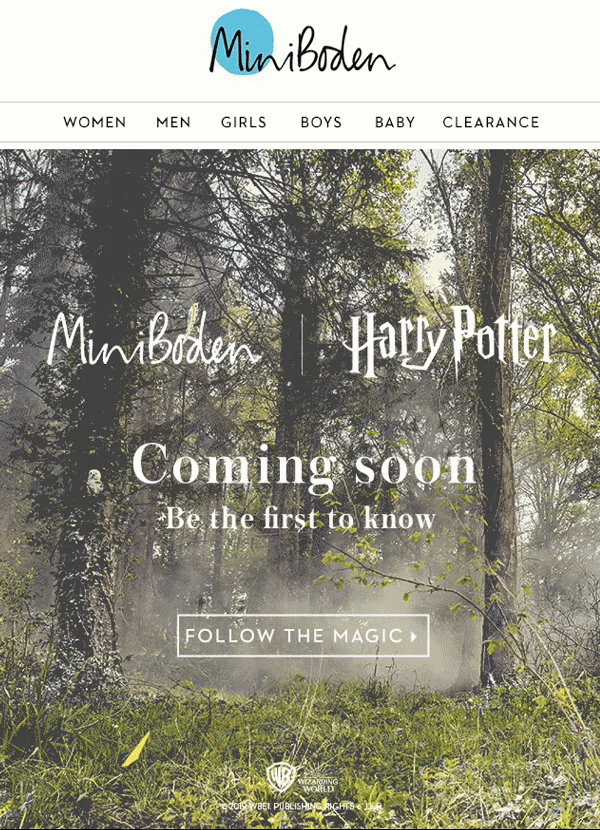 Teaser email example from Mini Boden. Teaser email example from Mini Boden.