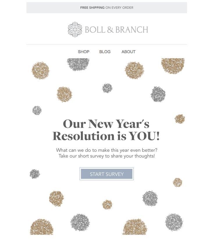 New Year email design with an interactive feature New Year email design with an interactive feature