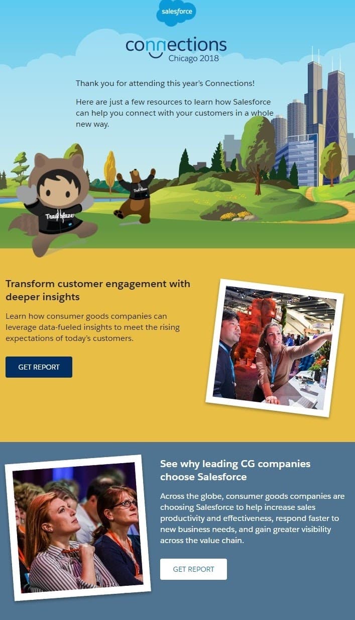 Email that uses different background colors for each segment Email that uses different background colors for each segment