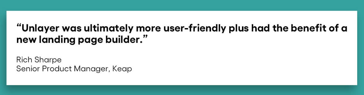 Senior product manager of Keap, Rich Sharpe, praising Unlayer. Senior product manager of Keap, Rich Sharpe, praising Unlayer.