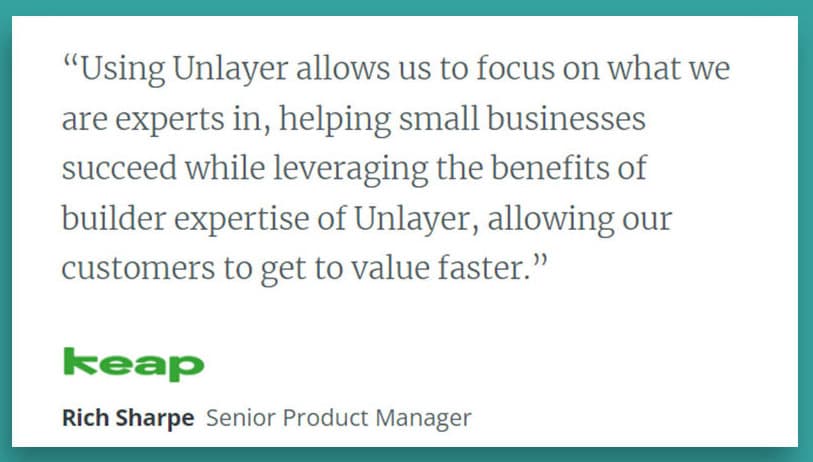 Senior product manager of Keap, Rich Sharpe, praising Unlayer. Senior product manager of Keap, Rich Sharpe, praising Unlayer.
