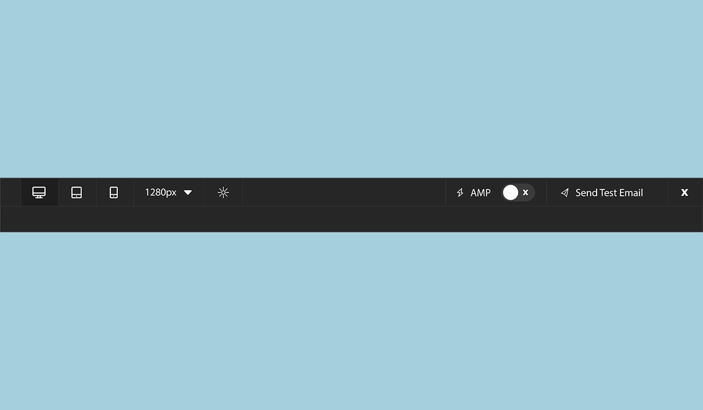 AMP preview inside the Unlayer editor UI.