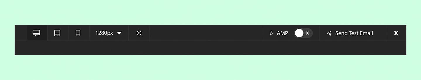 AMP preview inside the Unlayer editor UI.