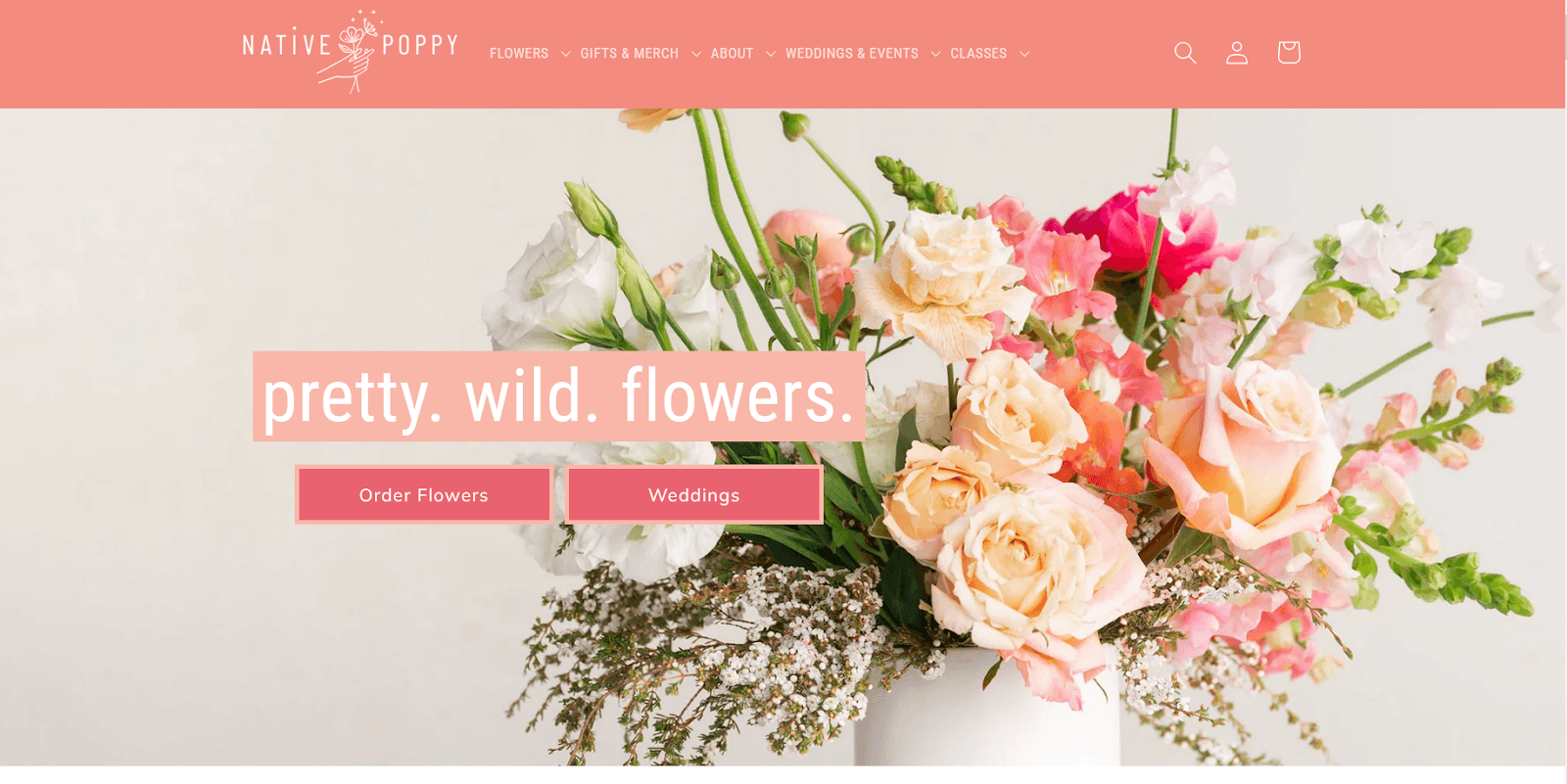 Landing page design example from Native Poppy