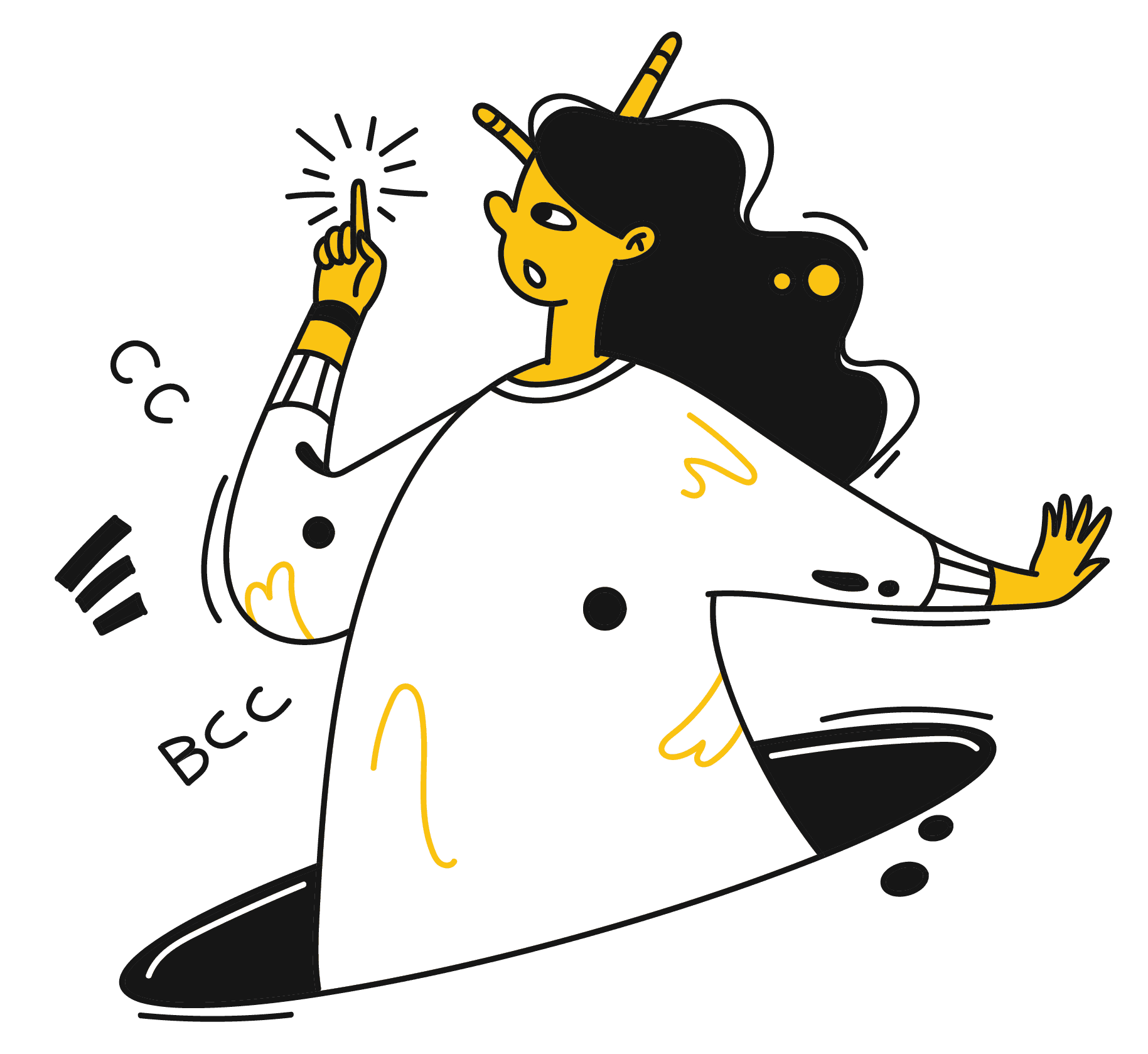 A woman points to upward with her finger implying that she has an idea. A woman points to upward with her finger implying that she has an idea.