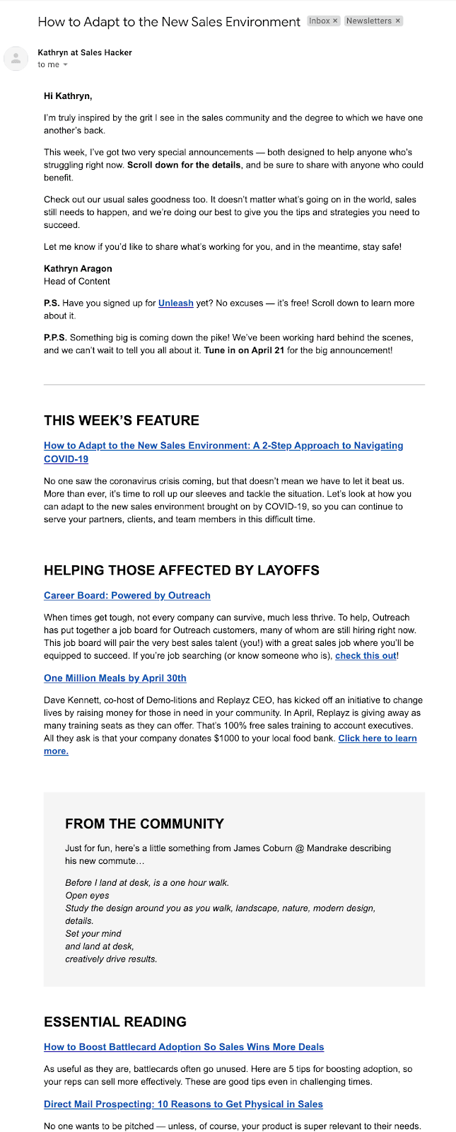Long text-heavy email example Long text-heavy email example