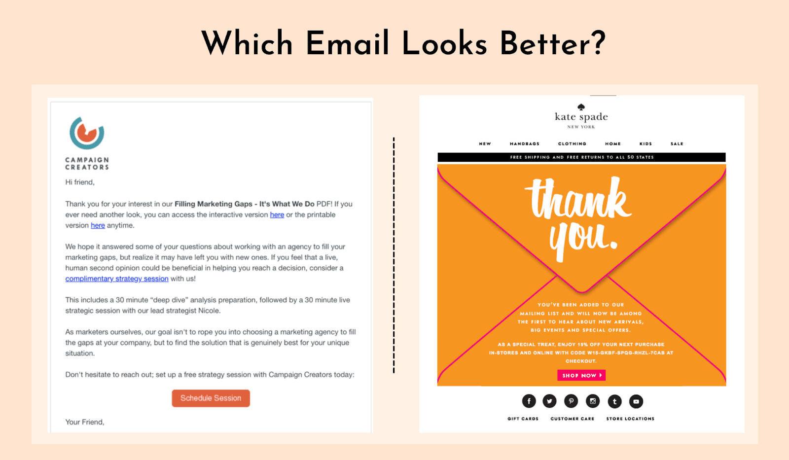 Email design with and without banners Email design with and without banners