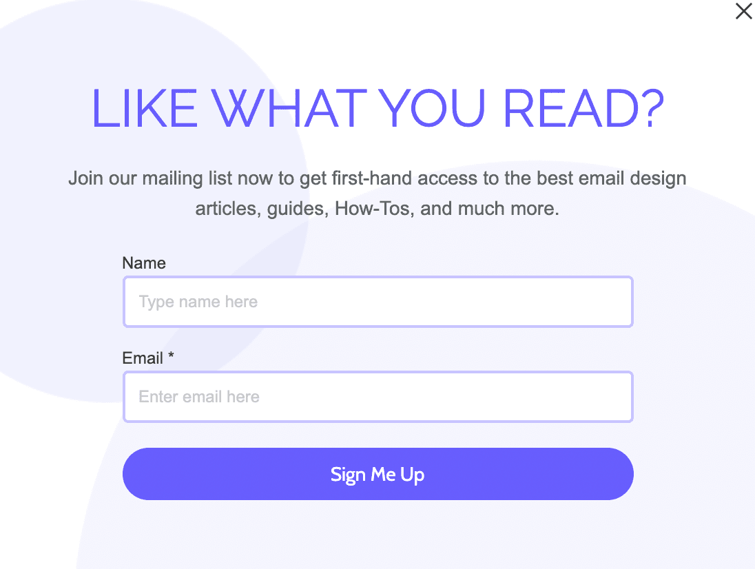 Example of an optin form Example of an optin form