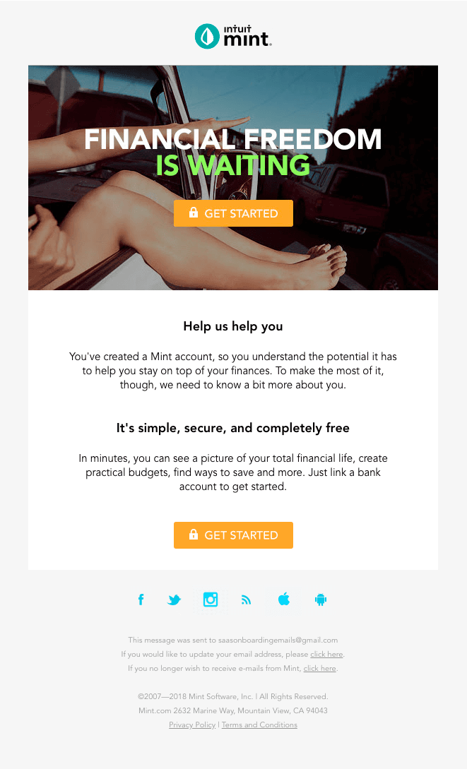 Email example from Mint Email example from Mint