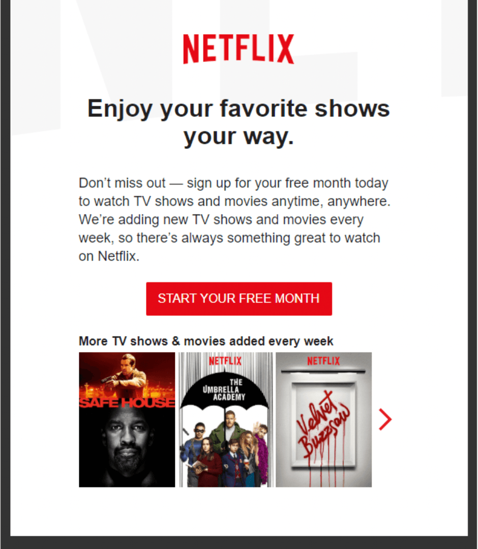 Free trial follow up email from Netflix Free trial follow up email from Netflix