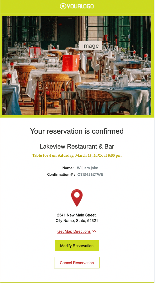 Confirmation email template Confirmation email template