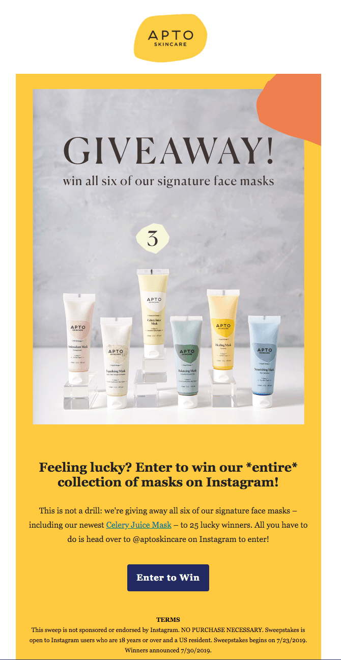 Promotional email example from Apto Promotional email example from Apto