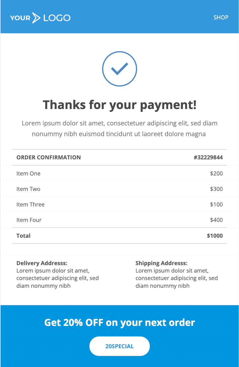 Transactional email template from Unlayer Transactional email template from Unlayer