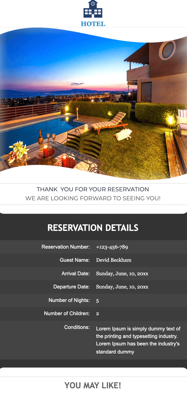 Confirmation email template for travel email marketing Confirmation email template for travel email marketing
