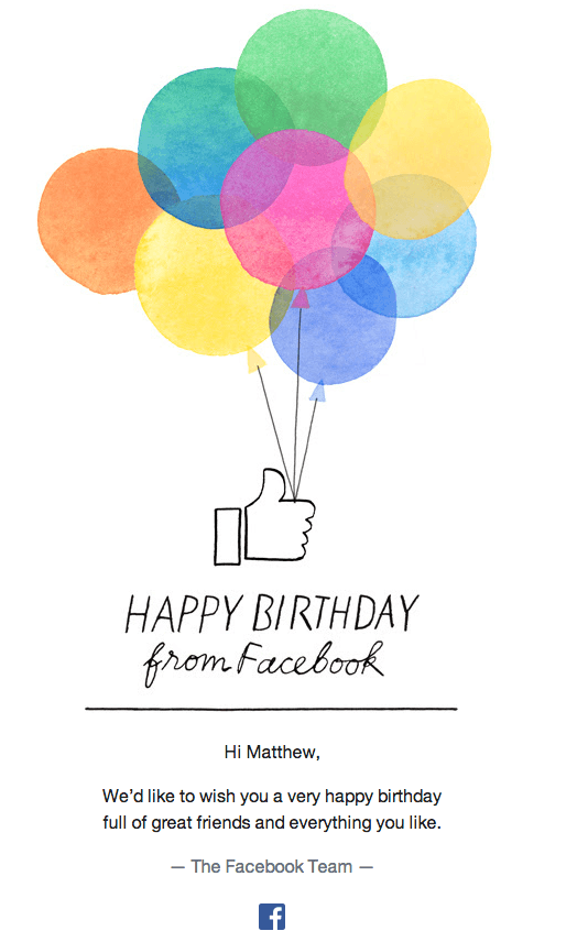 Example of a well-personalized email from Facebook Example of a well-personalized email from Facebook