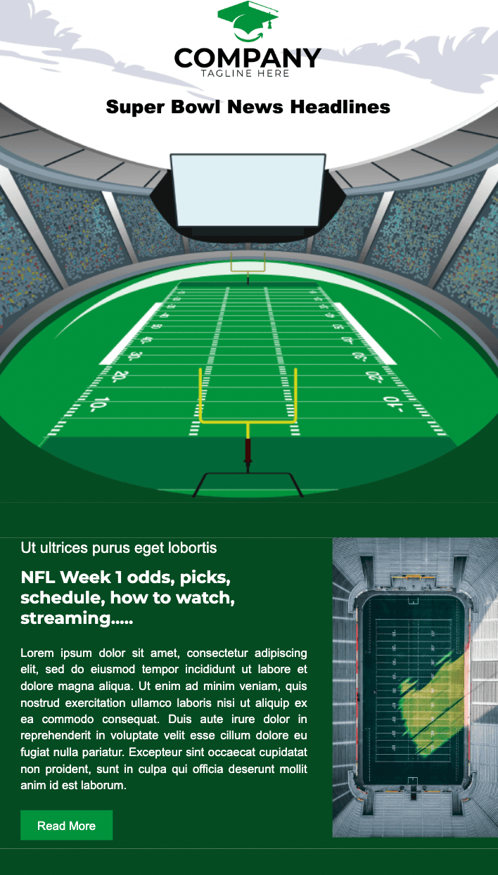 Green-colored email template from Unlayer Green-colored email template from Unlayer