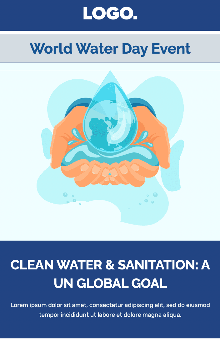 Blue-colored email template from Unlayer Blue-colored email template from Unlayer
