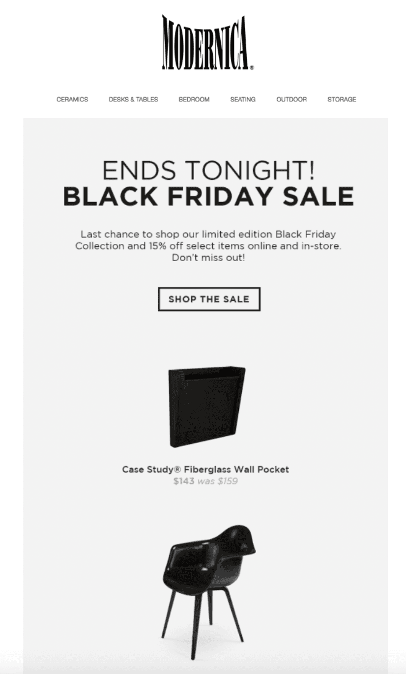 Email example from Modernica Email example from Modernica