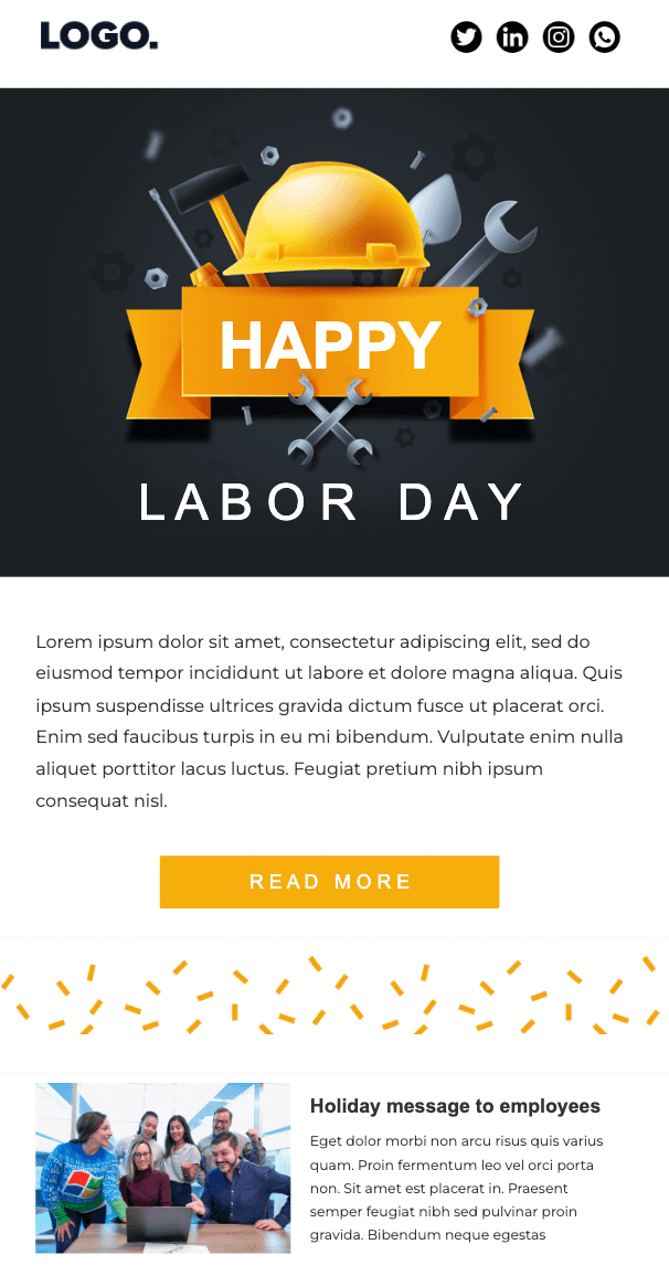 Labor Day email template from Unlayer Labor Day email template from Unlayer