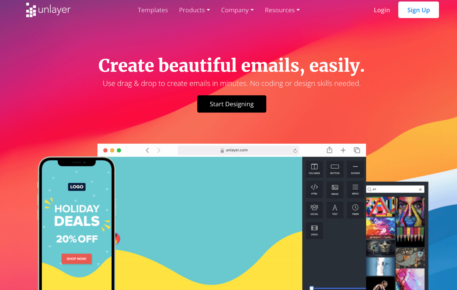 Unlayer’s homepage. Unlayer’s homepage.