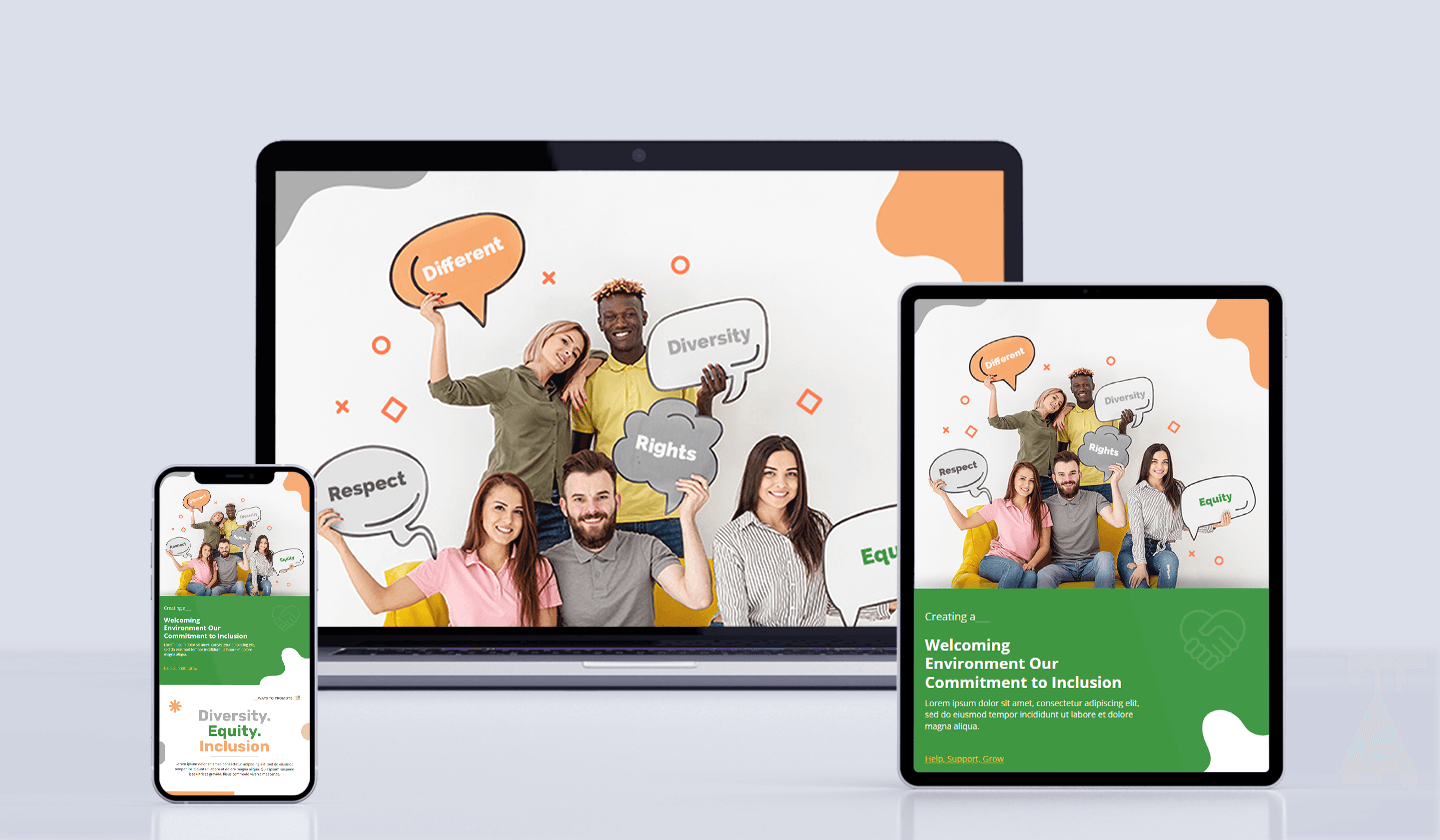 Responsive email template viewed for three different devices. Responsive email template viewed for three different devices.