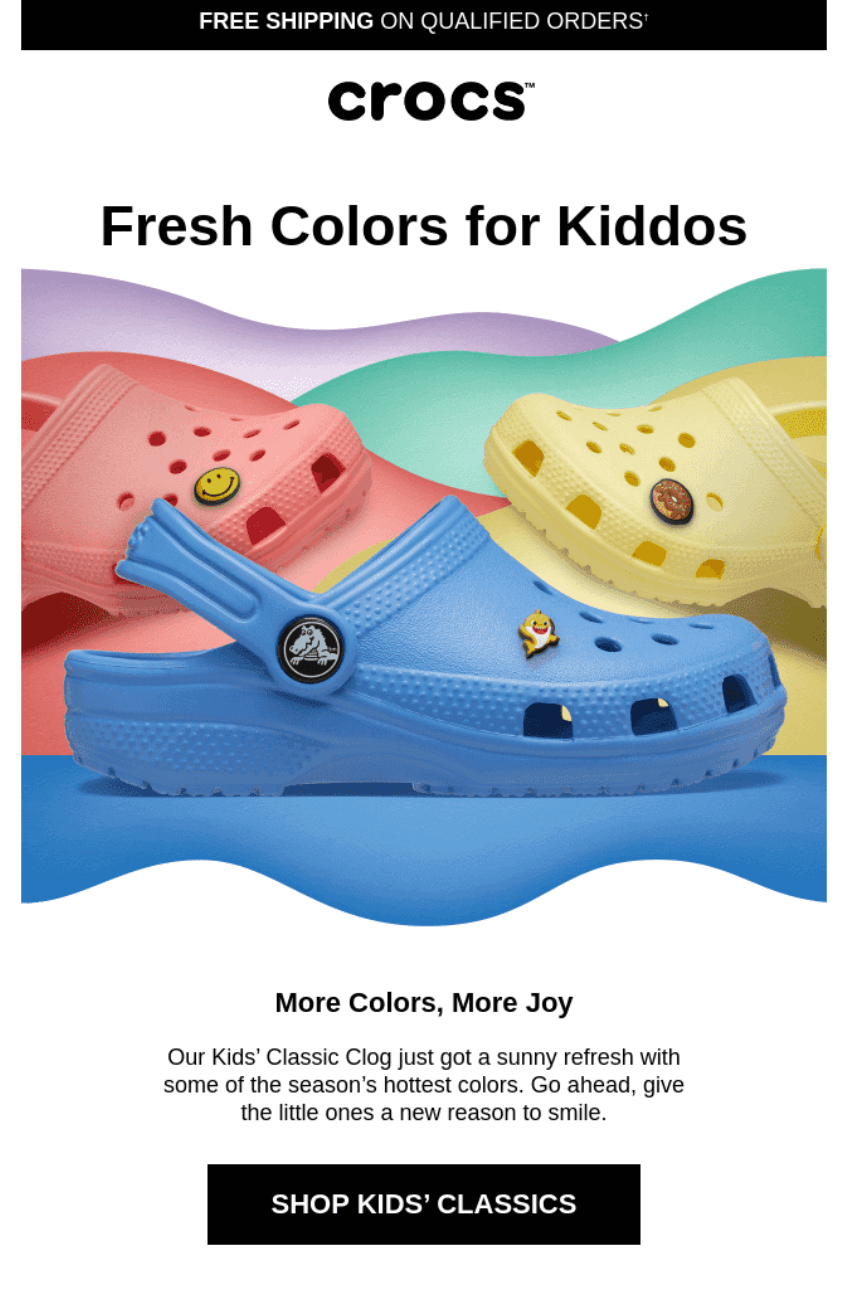 Product launch email example by Crocs Product launch email example by Crocs