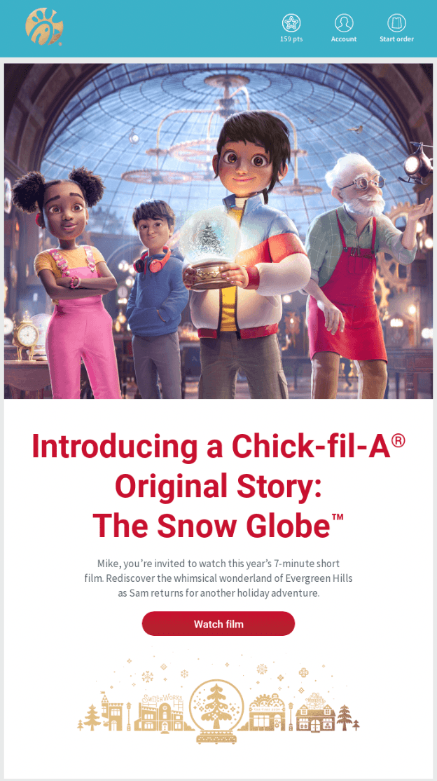 3D illustration email example from Chick-fil-A. 3D illustration email example from Chick-fil-A.