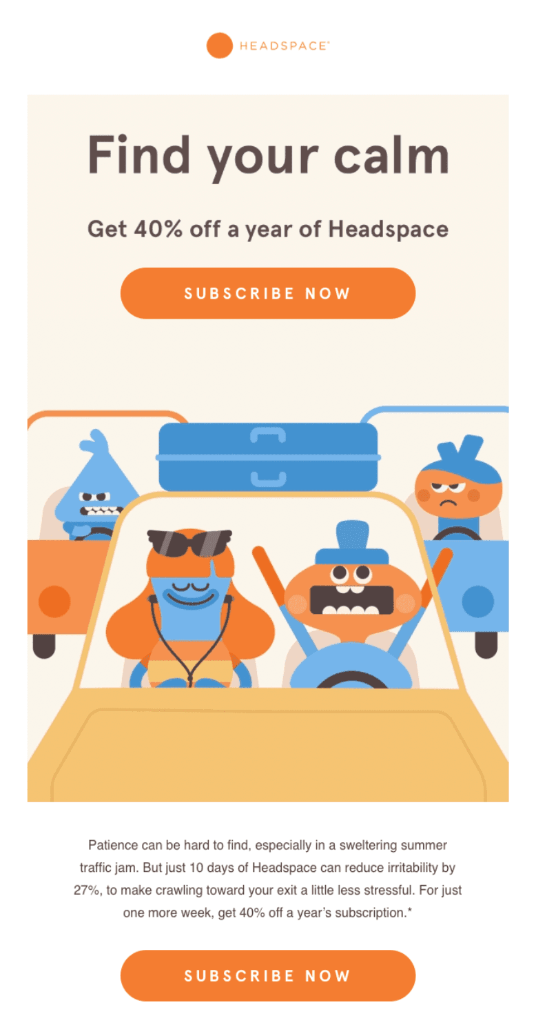 Email example from Headspace using geometric shapes. Email example from Headspace using geometric shapes.
