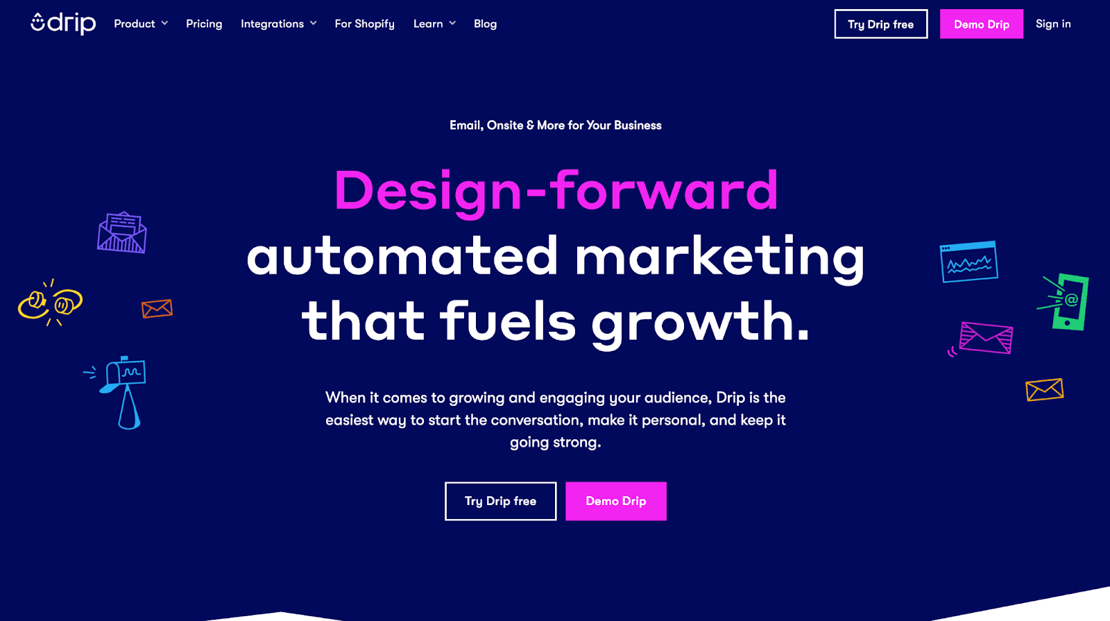 Drip’s homepage. Drip’s homepage.