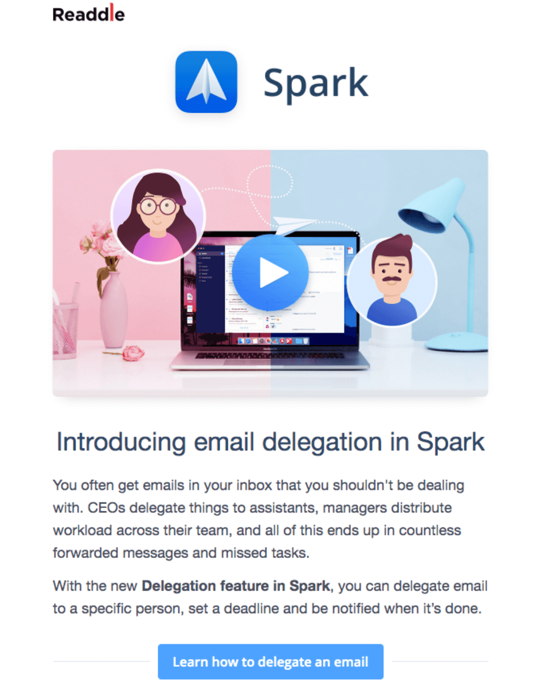 Newsletter email example from Readdle Newsletter email example from Readdle