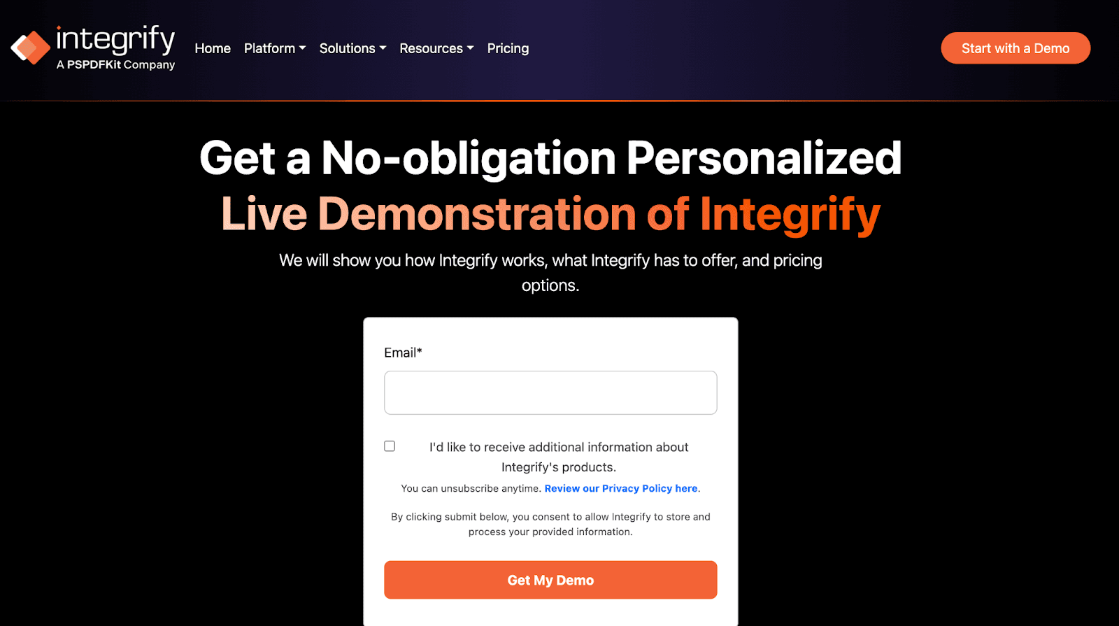 Lead generation landing page example from Integrify. Lead generation landing page example from Integrify.