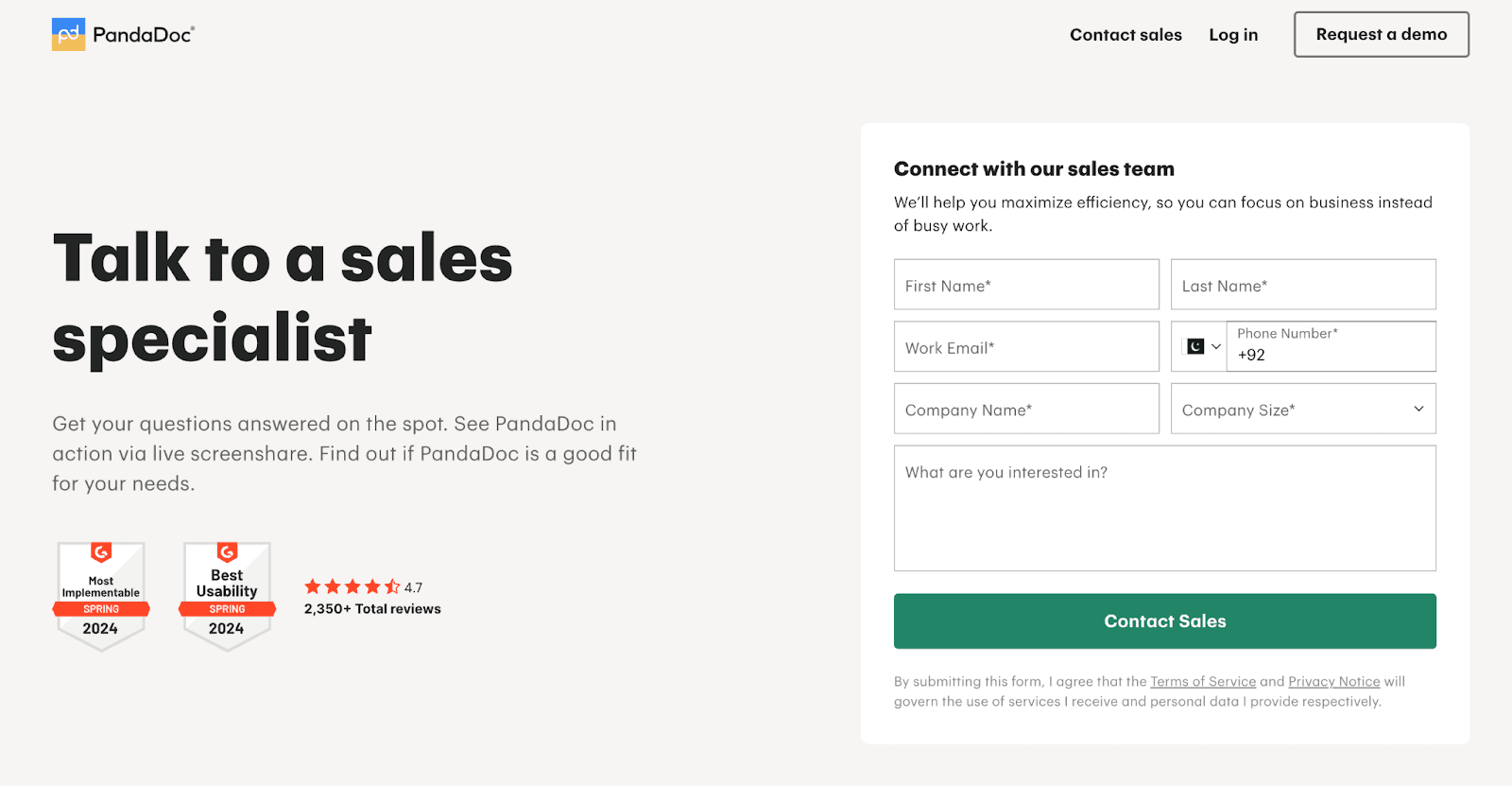 Lead generation landing page example from PandaDoc. Lead generation landing page example from PandaDoc.