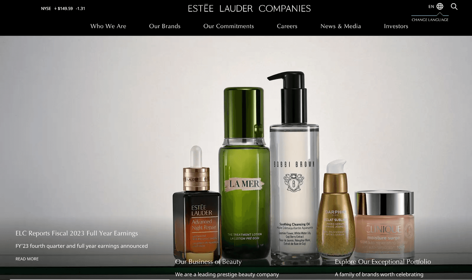 Landing page design example from Estee Lauder