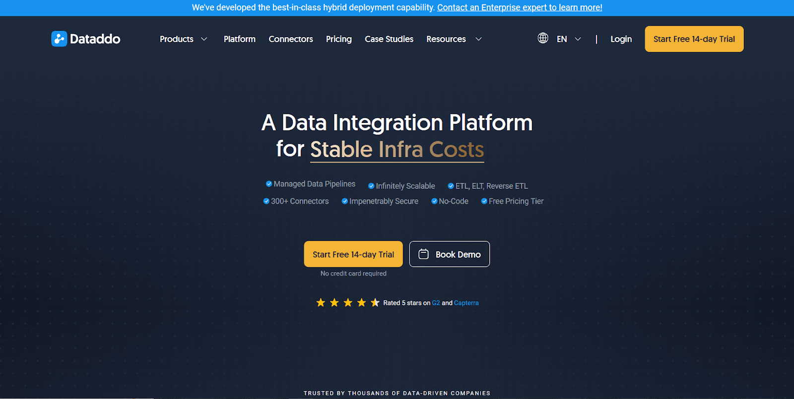 Landing page design example from Dataddo Landing page design example from Dataddo
