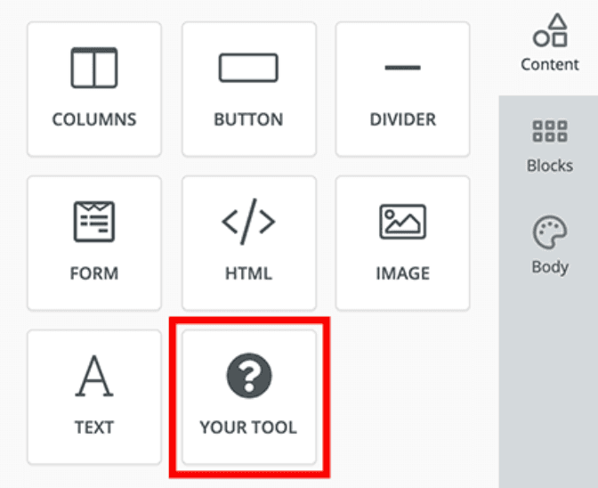 Unlayer’s custom tools. Unlayer’s custom tools.