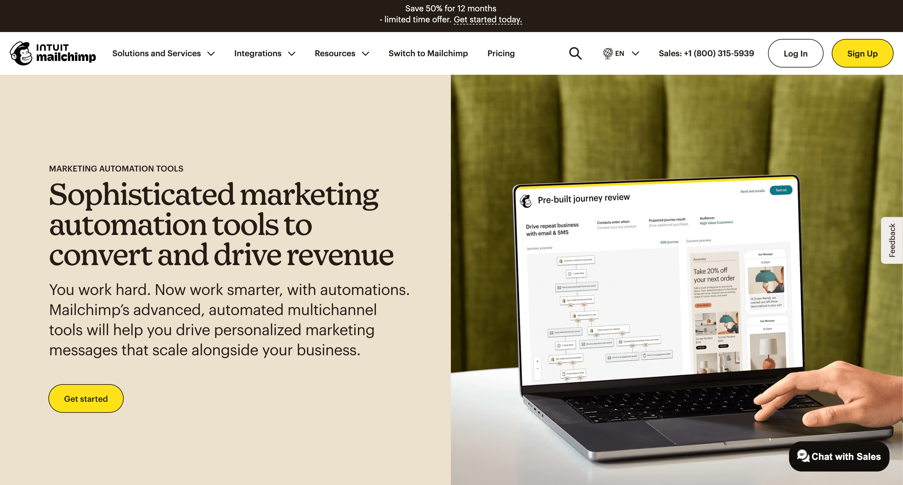 Mailchimp’s homepage. Mailchimp’s homepage.