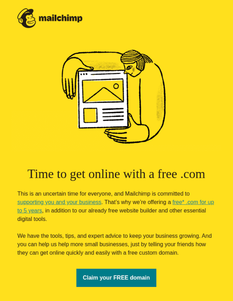 Mailchimp’s brand consistent email example.