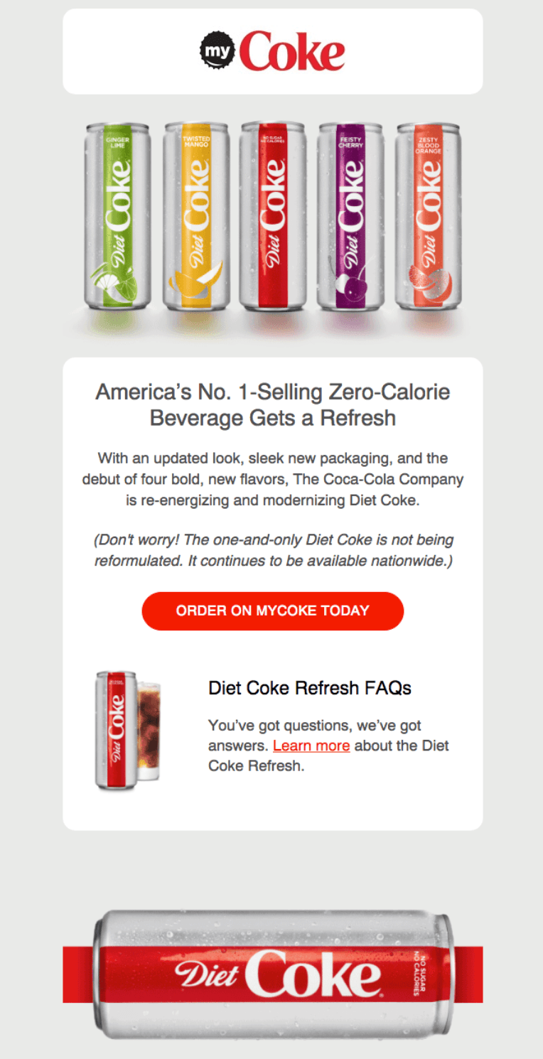 Coca-Cola’s brand consistent email example. Coca-Cola’s brand consistent email example.