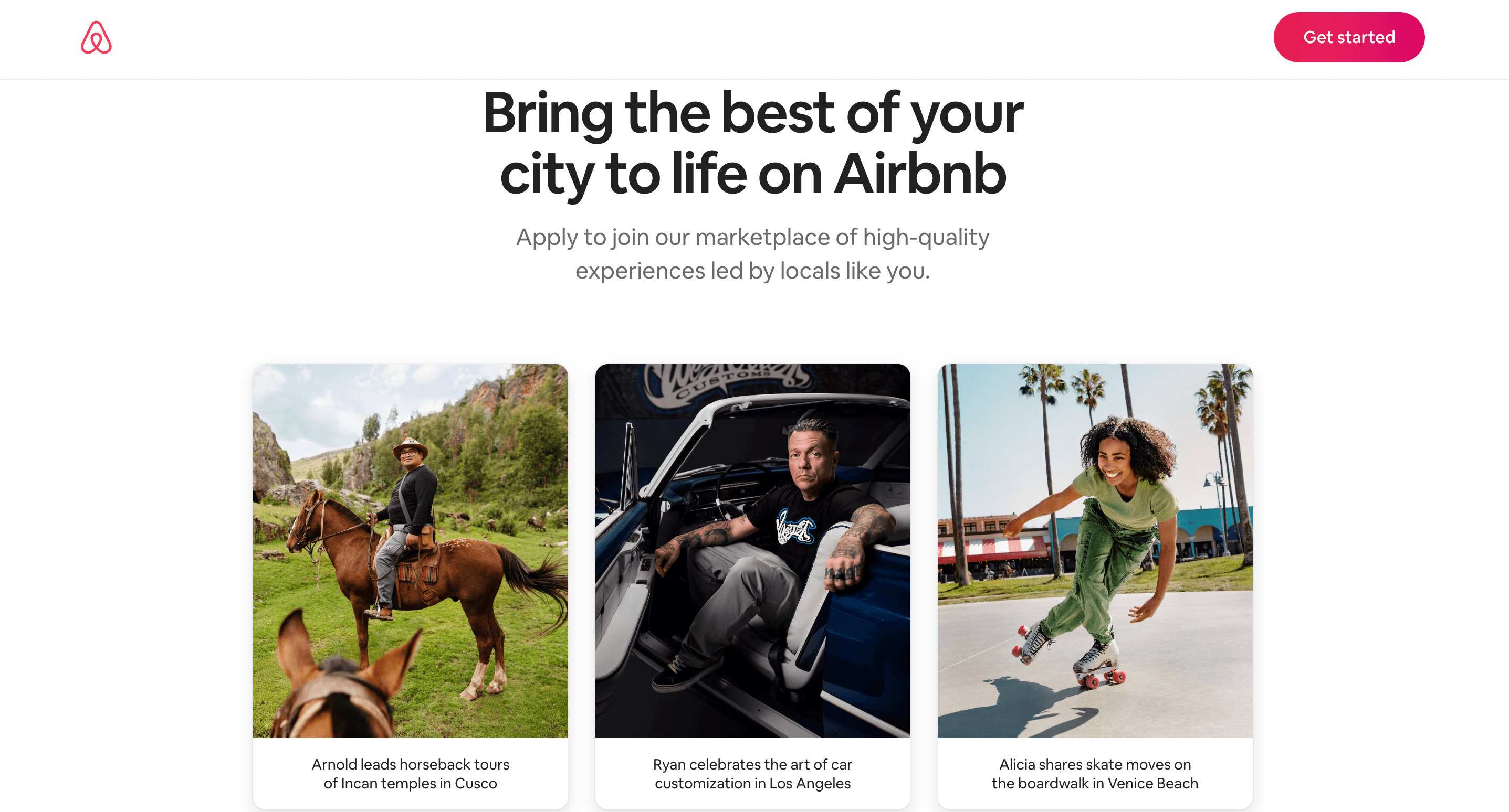 Airbnb’s brand consistent landing page example. Airbnb’s brand consistent landing page example.